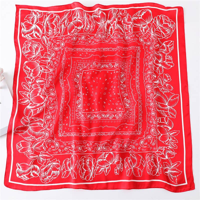 Red Paisley Print Silk Scarf