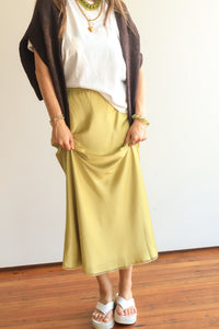 Zena Chartreuse Midi Skirt