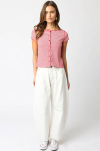 Tiffany Striped Button-Front Top