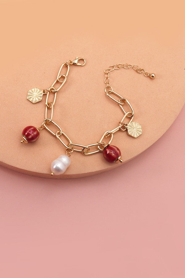 Porcelain Bead Link Bracelet