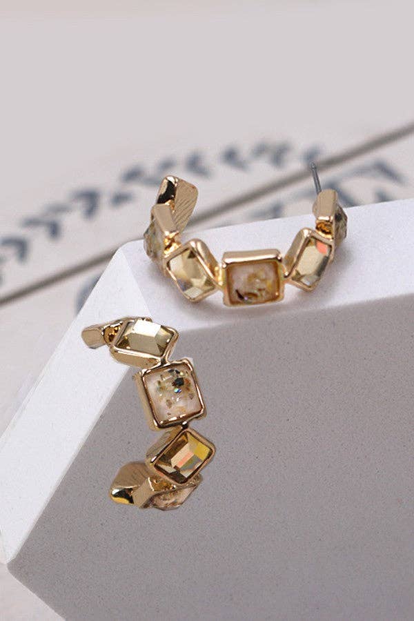 Multi Stone Hoop Earrings