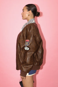 Ava NY Leather Bomber Jacket