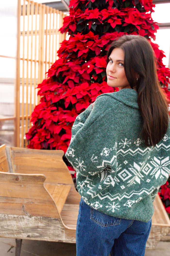 Holly Green Zipup Sweater