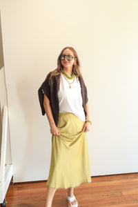 Zena Chartreuse Midi Skirt