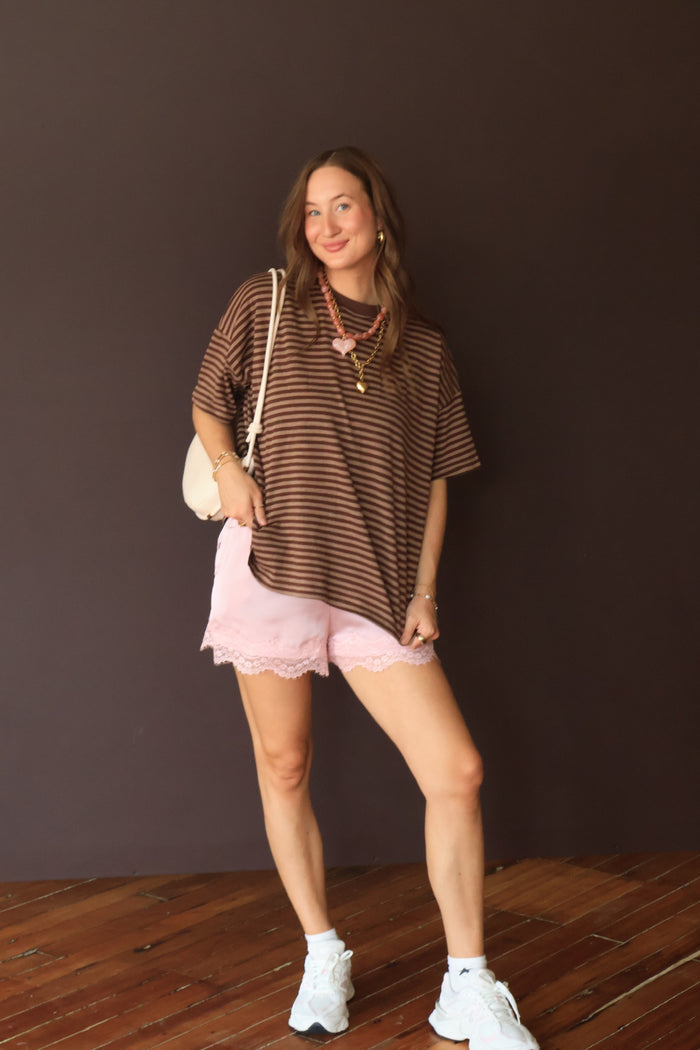 Amanda Stripe Tee | Brown