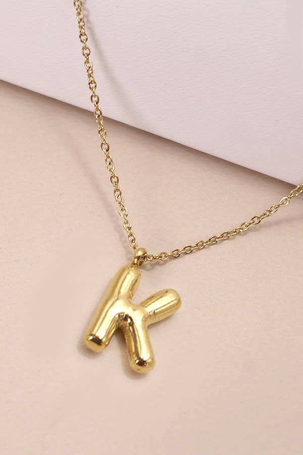 18K Gold Bubble Initial Necklace