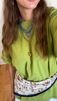 Nia Royal Blue Beaded Necklace with Heart Charm