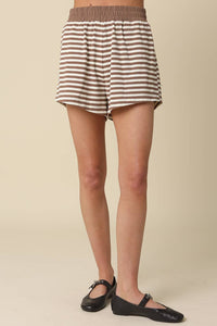 Lena Striped Elastic-Waist Shorts