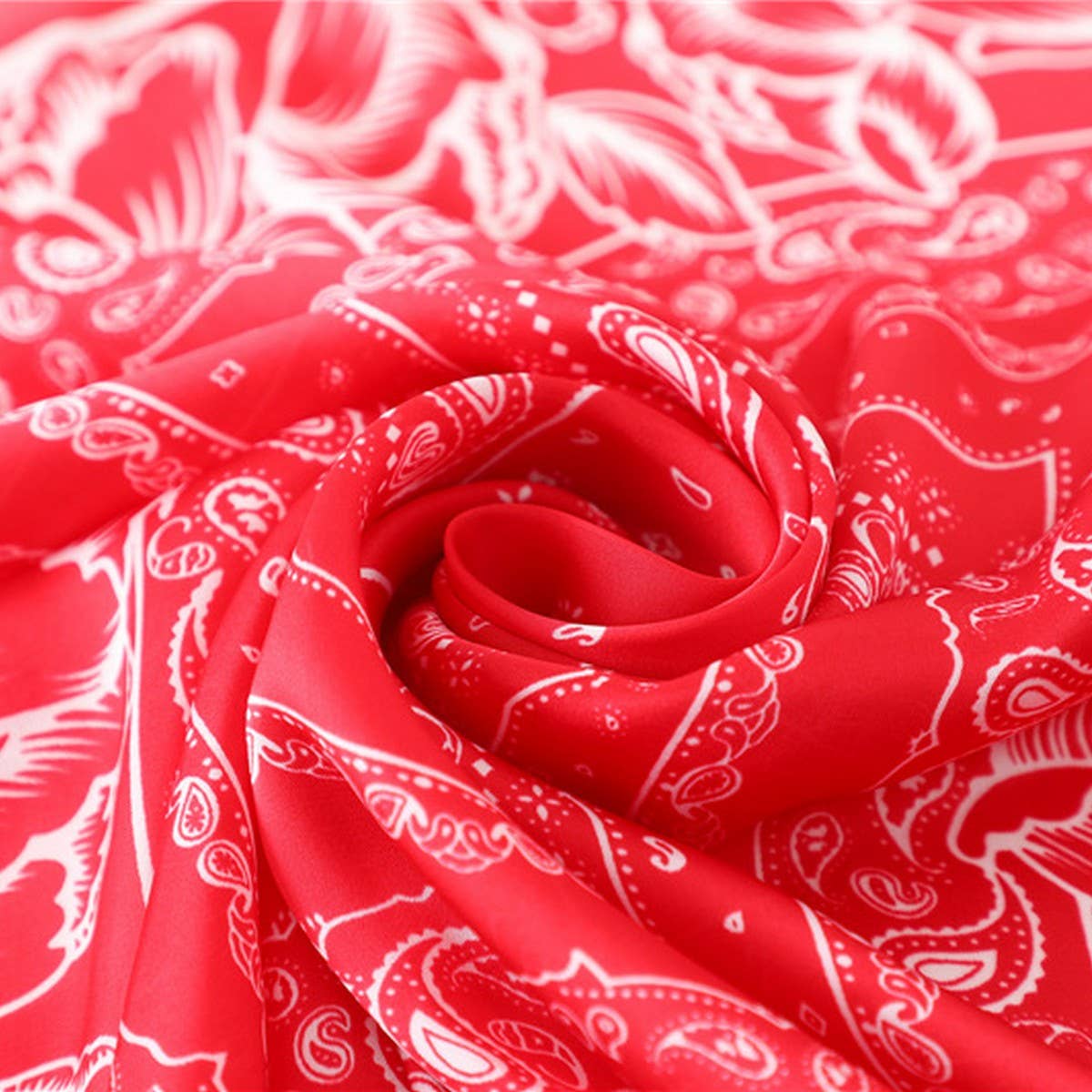 Red Paisley Print Silk Scarf