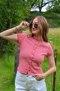 Tiffany Striped Button-Front Top