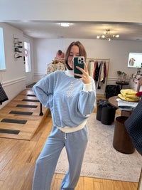 Matching blue stripe set