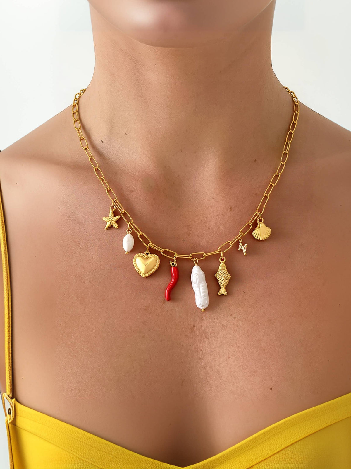 Sophia 18K Gold Plated Charm Necklace