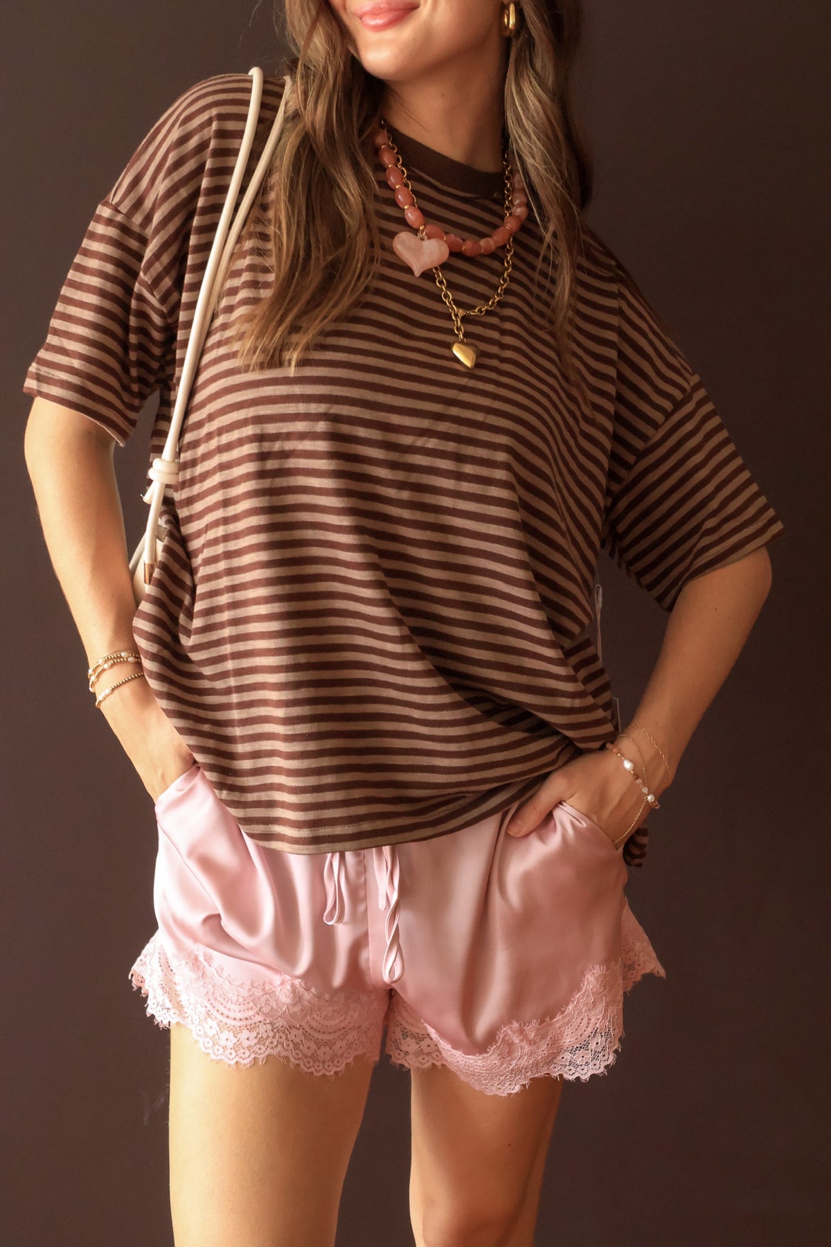Amanda Stripe Tee | Brown