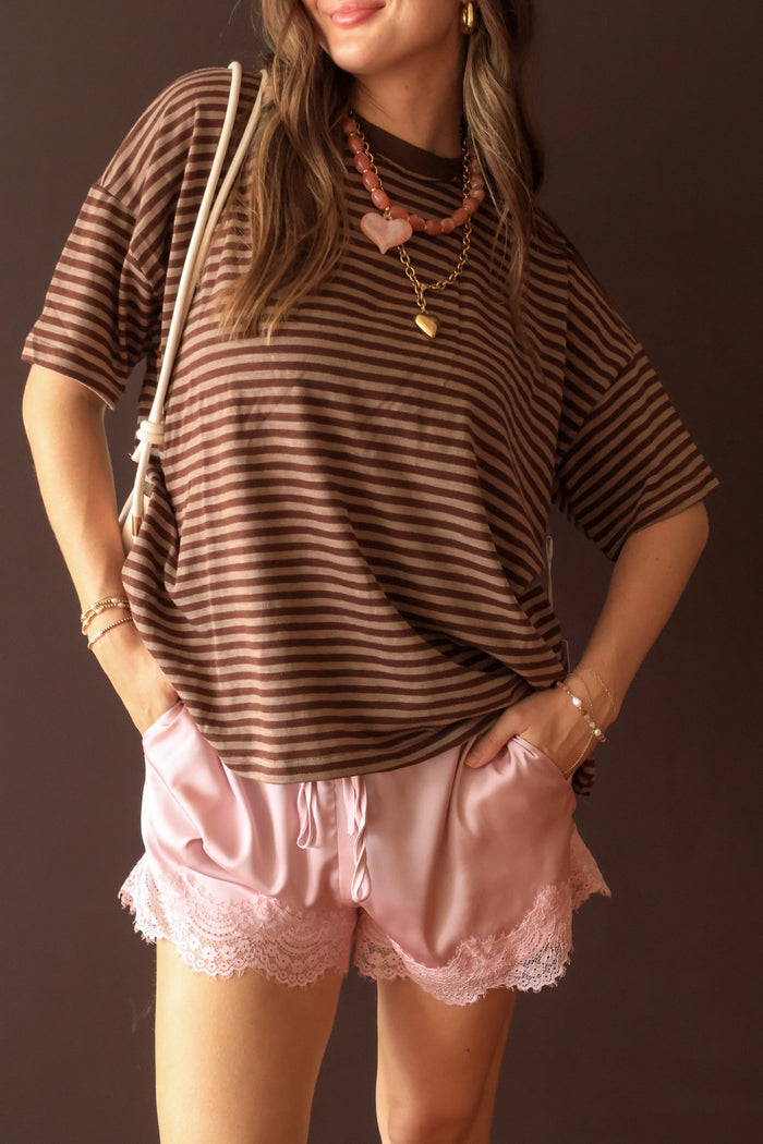 Amanda Stripe Tee | Brown
