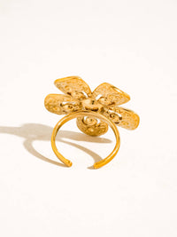 Eze 18K Gold Non-Tarnish Pearl Flower Statement Ring