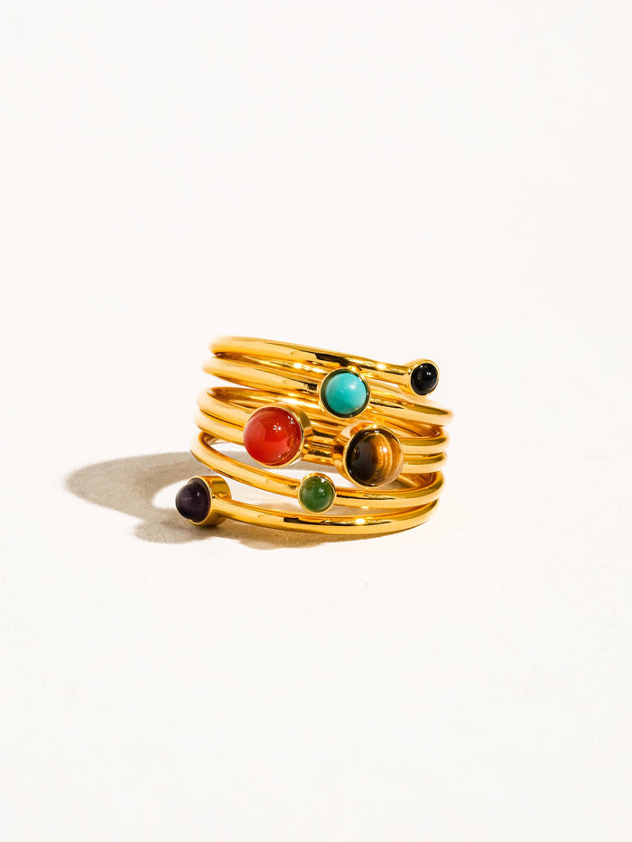 Teigan Multi Color Stone Layered Ring