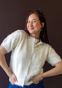 Elise Pearl Button Top