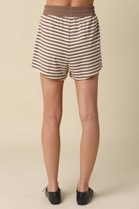 Lena Striped Elastic-Waist Shorts