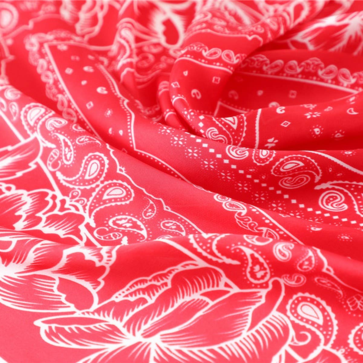 Red Paisley Print Silk Scarf