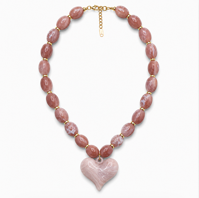 Amalfi Pink Heart Necklace