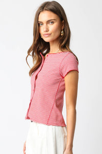 Tiffany Striped Button-Front Top