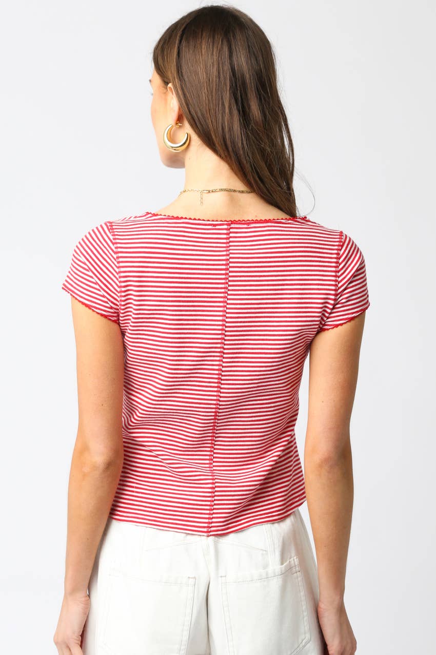 Tiffany Striped Button-Front Top