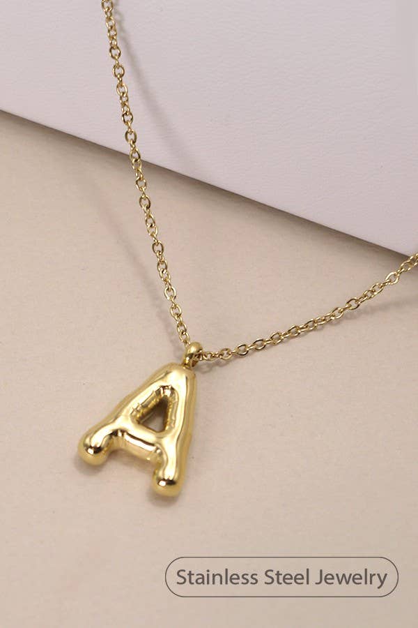 18K Gold Bubble Initial Necklace