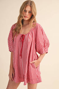 Hattie Gingham Romper
