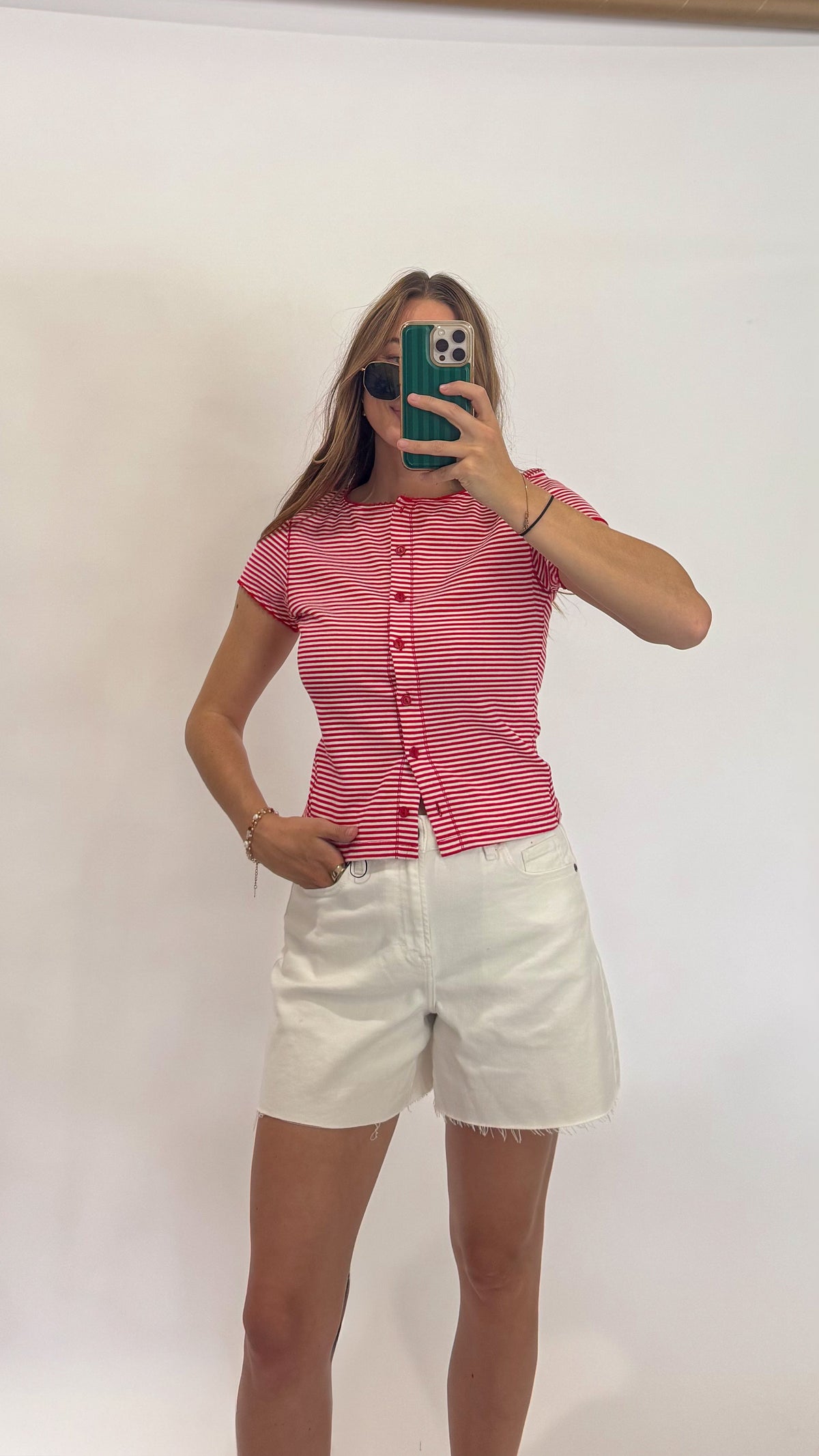 Tiffany Striped Button-Front Top