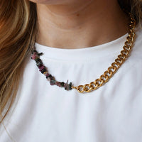 Mauve Stone Chain Necklace