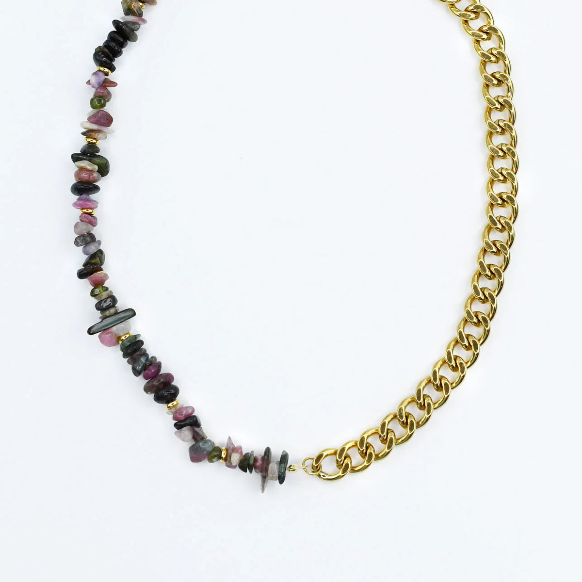 Mauve Stone Chain Necklace