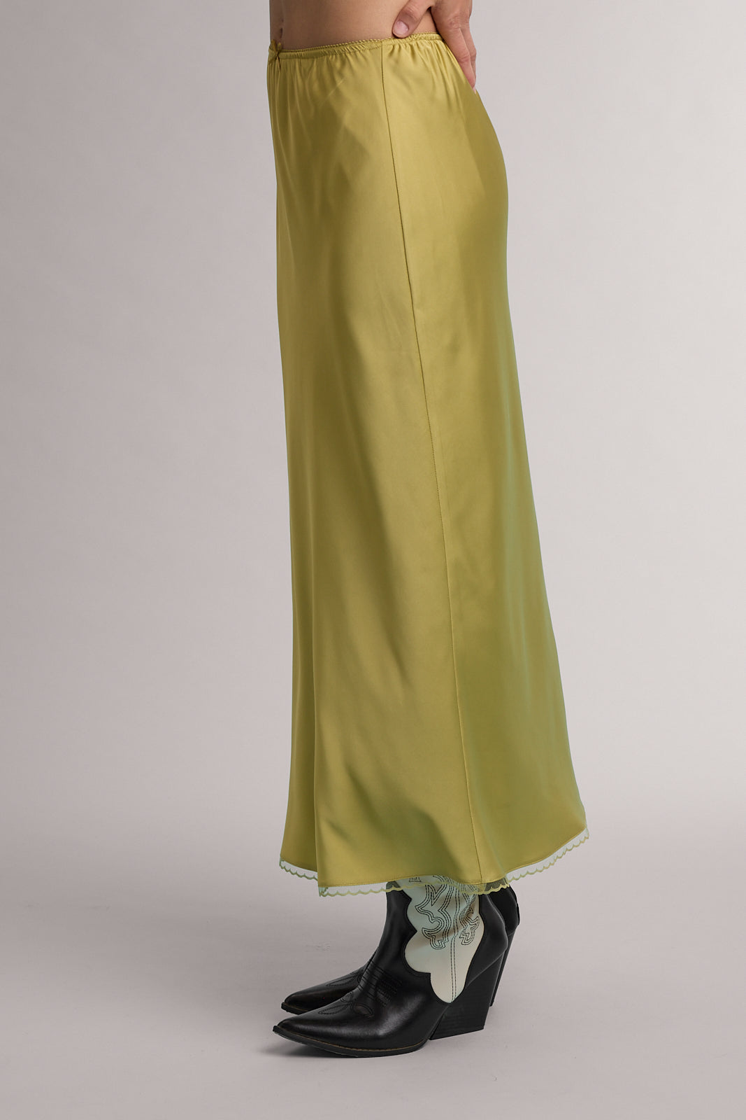 Zena Chartreuse Midi Skirt
