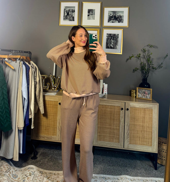 Striped wide leg lounge pants women’s boutique clothing Vicky Jane Boutique