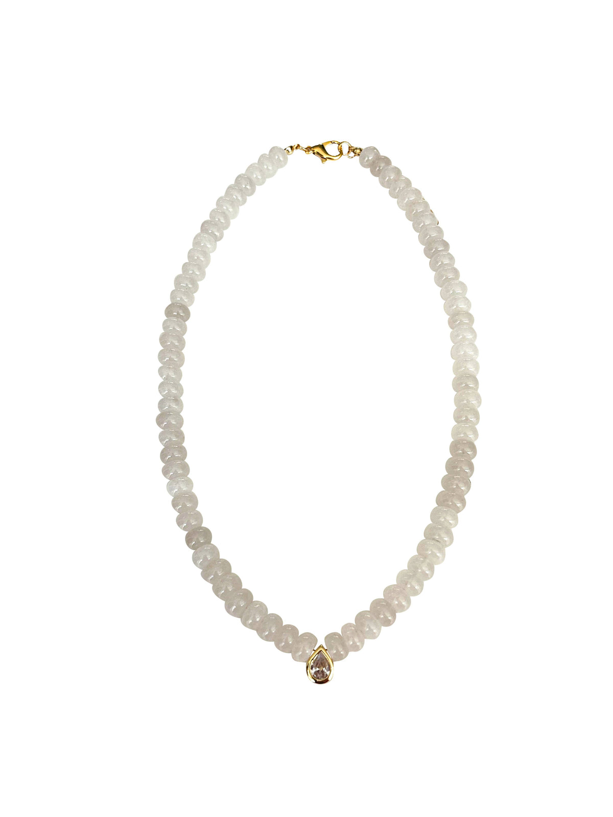 Dori CZ Teardrop Beaded Necklace- White