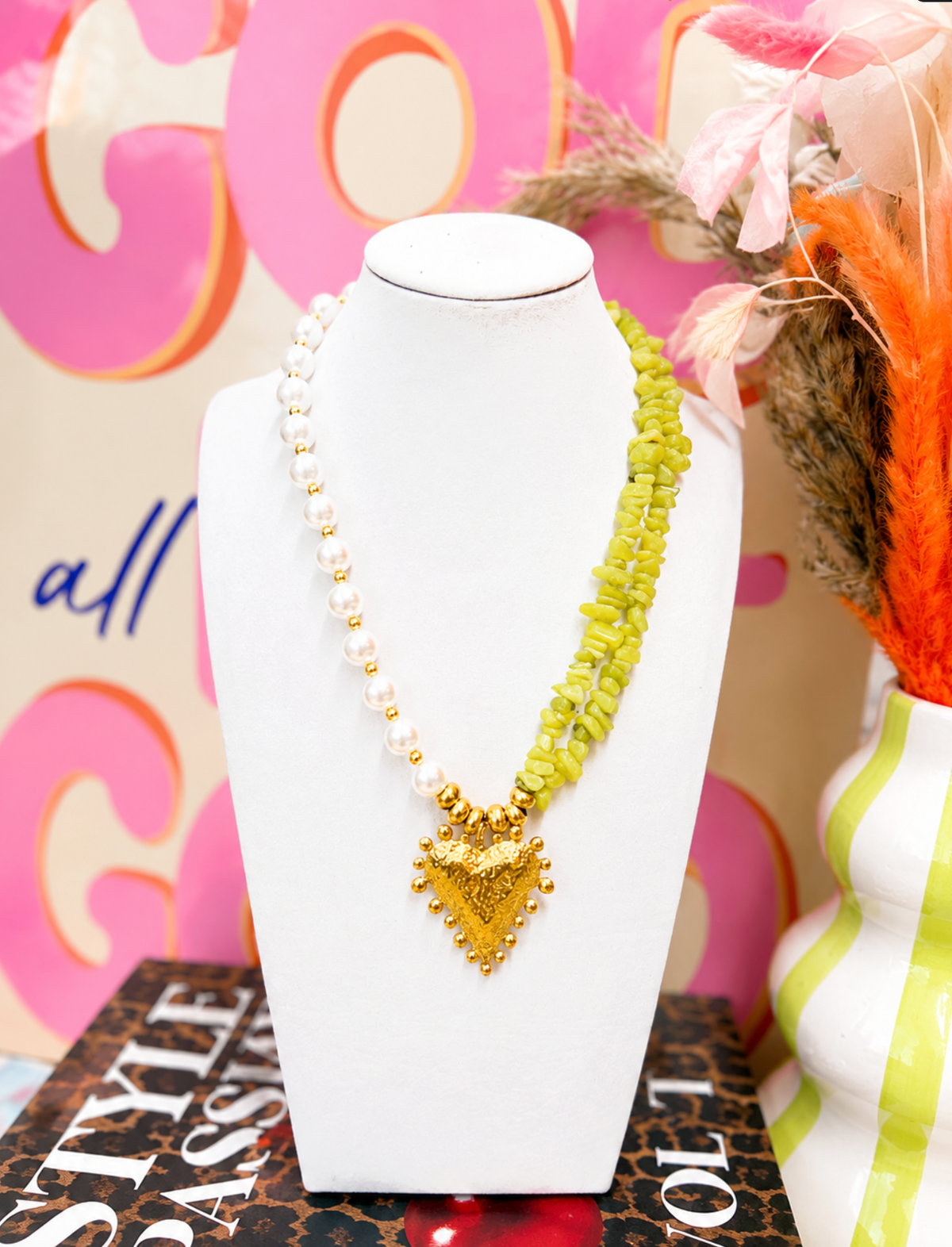 Meadow Pearl Heart Statement Combo Necklace
