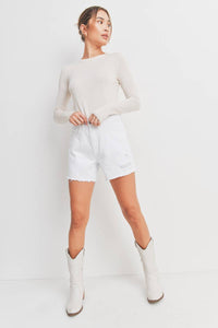 White Denim Short