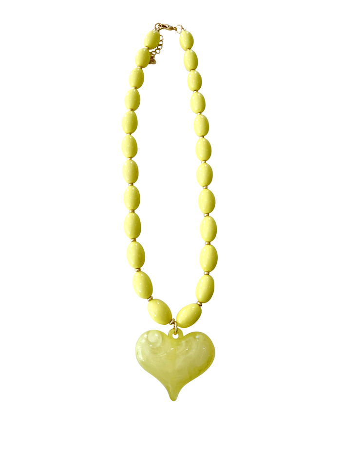 Roxie Beaded Heart Necklace | Yellow