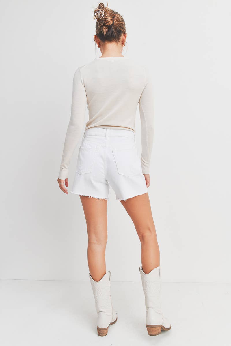 White Denim Short